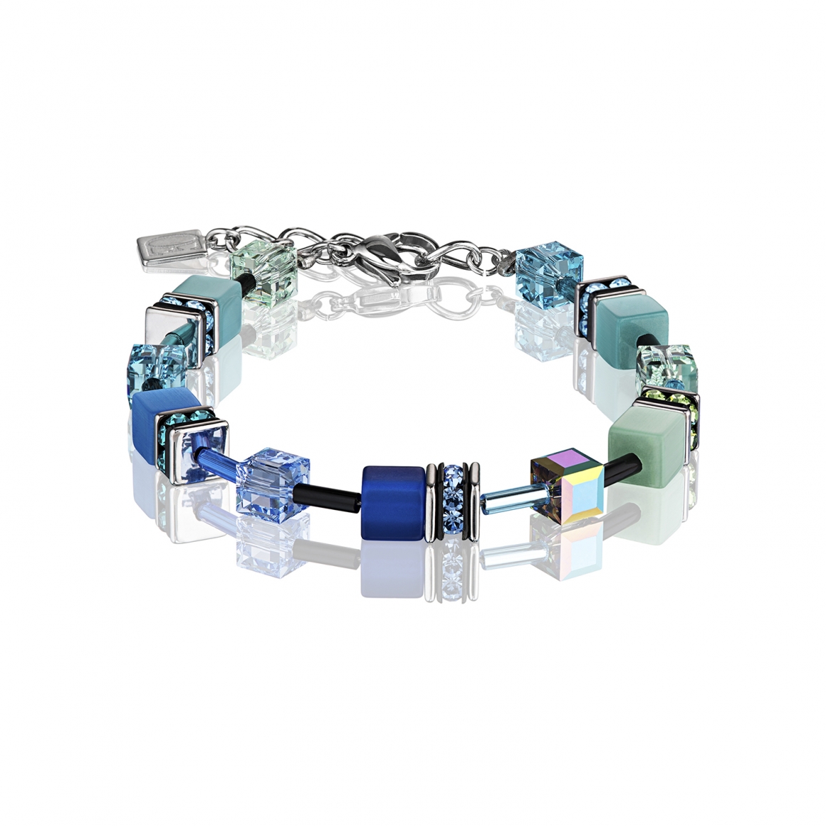 Synthetisches Tigerauge, Swarovski® Kristalle, Strassrondelle,  Farbe: 0325, 0537, 0705, 1520, 1542: Polaris, Edelstahl. Karabiner-Verschluss Edelstahl. 0703, 0841: Polaris, Glas, Edelstahl. Karabiner-Verschluss Edelstahl. 1573: Edelstahl gold. Karabiner-